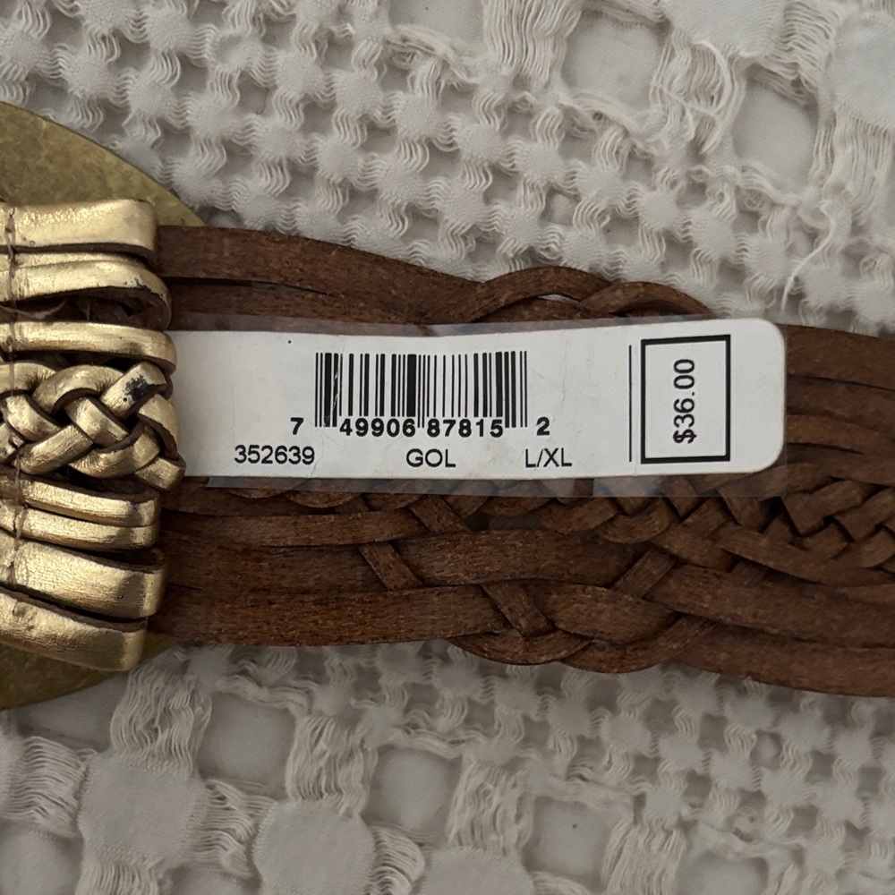 NWT Nine West Gold Tone Metallic Woven Belt with Decorative Buckle Size L/XL - Picture 14 of 16